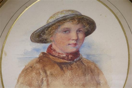 Victorian School, watercolour, fisherboy